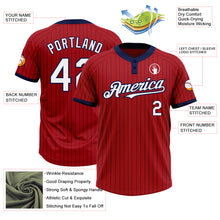 Загрузить изображение в средство просмотра галереи, Custom Red Navy Pinstripe White Two-Button Unisex Softball Jersey