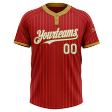 Загрузить изображение в средство просмотра галереи, Custom Red Old Gold Pinstripe White Two-Button Unisex Softball Jersey