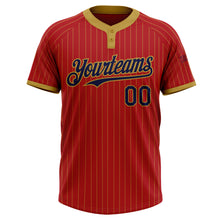 Charger l'image dans la galerie, Custom Red Old Gold Pinstripe Navy Two-Button Unisex Softball Jersey