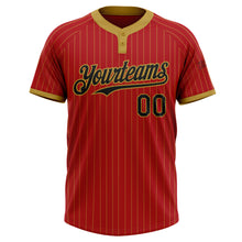 Загрузить изображение в средство просмотра галереи, Custom Red Old Gold Pinstripe Black Two-Button Unisex Softball Jersey
