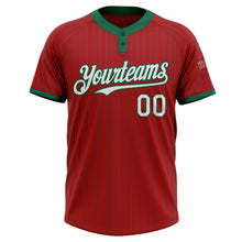 Load image into Gallery viewer, Custom Red Kelly Green Pinstripe Kelly Green Two-Button Unisex Softball Jersey

