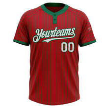 Загрузить изображение в средство просмотра галереи, Custom Red Kelly Green Pinstripe Kelly Green Two-Button Unisex Softball Jersey