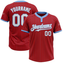 Загрузить изображение в средство просмотра галереи, Custom Red Light Blue Pinstripe White Two-Button Unisex Softball Jersey
