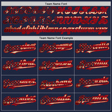 Laden Sie das Bild in den Galerie-Viewer, Custom Navy Red Pinstripe Vintage USA Flag Two-Button Unisex Softball Jersey