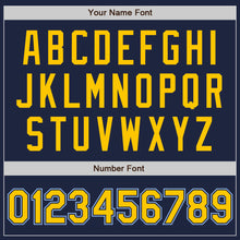 Laden Sie das Bild in den Galerie-Viewer, Custom Navy Light Blue Pinstripe Yellow Two-Button Unisex Softball Jersey