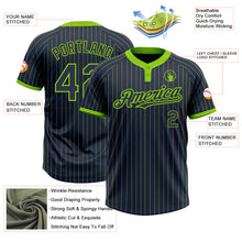 Laden Sie das Bild in den Galerie-Viewer, Custom Navy Neon Green Pinstripe Neon Green Two-Button Unisex Softball Jersey