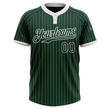 Load image into Gallery viewer, Custom Green White Pinstripe White Two-Button Unisex Softball Jersey
