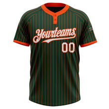 Load image into Gallery viewer, Custom Green Orange Pinstripe White Two-Button Unisex Softball Jersey
