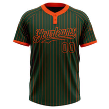 Загрузить изображение в средство просмотра галереи, Custom Green Orange Pinstripe Orange Two-Button Unisex Softball Jersey