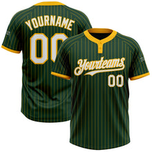 Загрузить изображение в средство просмотра галереи, Custom Green Gold Pinstripe White Two-Button Unisex Softball Jersey