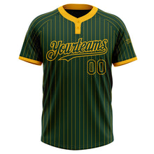 Load image into Gallery viewer, Custom Green Gold Pinstripe Gold Two-Button Unisex Softball Jersey
