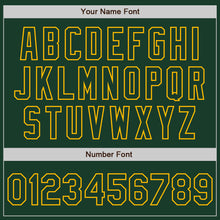 Load image into Gallery viewer, Custom Green Gold Pinstripe Gold Two-Button Unisex Softball Jersey