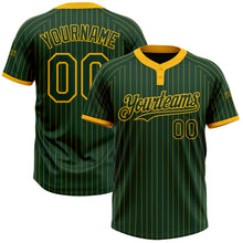 Load image into Gallery viewer, Custom Green Gold Pinstripe Gold Two-Button Unisex Softball Jersey