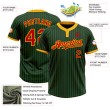 Загрузить изображение в средство просмотра галереи, Custom Green Gold Pinstripe Red Two-Button Unisex Softball Jersey