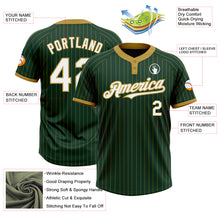 Загрузить изображение в средство просмотра галереи, Custom Green Old Gold Pinstripe White Two-Button Unisex Softball Jersey