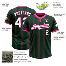Load image into Gallery viewer, Custom Green Pink Pinstripe White Two-Button Unisex Softball Jersey
