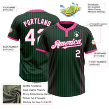 Load image into Gallery viewer, Custom Green Pink Pinstripe White Two-Button Unisex Softball Jersey