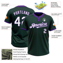 Загрузить изображение в средство просмотра галереи, Custom Green Purple Pinstripe White Two-Button Unisex Softball Jersey