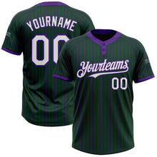 Загрузить изображение в средство просмотра галереи, Custom Green Purple Pinstripe White Two-Button Unisex Softball Jersey