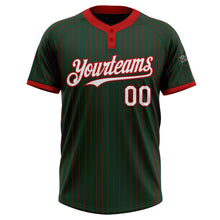Загрузить изображение в средство просмотра галереи, Custom Green Red Pinstripe White Two-Button Unisex Softball Jersey