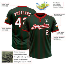 Load image into Gallery viewer, Custom Green Red Pinstripe White Two-Button Unisex Softball Jersey
