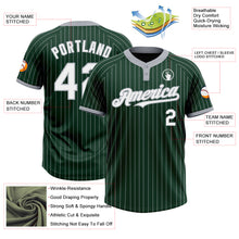 Load image into Gallery viewer, Custom Green Gray Pinstripe White Two-Button Unisex Softball Jersey
