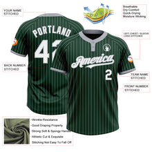 Загрузить изображение в средство просмотра галереи, Custom Green Gray Pinstripe White Two-Button Unisex Softball Jersey