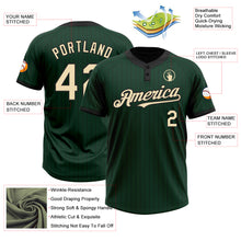 Загрузить изображение в средство просмотра галереи, Custom Green Black Pinstripe Cream Two-Button Unisex Softball Jersey
