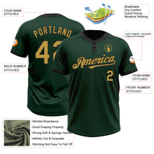 Загрузить изображение в средство просмотра галереи, Custom Green Black Pinstripe Old Gold Two-Button Unisex Softball Jersey