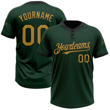 Загрузить изображение в средство просмотра галереи, Custom Green Black Pinstripe Old Gold Two-Button Unisex Softball Jersey