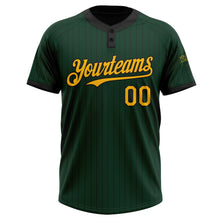 Загрузить изображение в средство просмотра галереи, Custom Green Black Pinstripe Gold Two-Button Unisex Softball Jersey