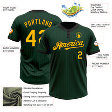Загрузить изображение в средство просмотра галереи, Custom Green Black Pinstripe Gold Two-Button Unisex Softball Jersey