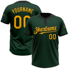 Загрузить изображение в средство просмотра галереи, Custom Green Black Pinstripe Gold Two-Button Unisex Softball Jersey