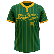 Загрузить изображение в средство просмотра галереи, Custom Kelly Green Gold Pinstripe Gold Two-Button Unisex Softball Jersey