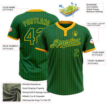Загрузить изображение в средство просмотра галереи, Custom Kelly Green Gold Pinstripe Gold Two-Button Unisex Softball Jersey