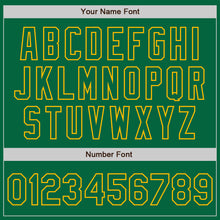 Загрузить изображение в средство просмотра галереи, Custom Kelly Green Gold Pinstripe Gold Two-Button Unisex Softball Jersey