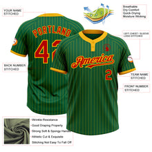 Загрузить изображение в средство просмотра галереи, Custom Kelly Green Gold Pinstripe Red Two-Button Unisex Softball Jersey