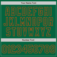 Загрузить изображение в средство просмотра галереи, Custom Kelly Green Orange Pinstripe Orange Two-Button Unisex Softball Jersey