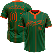Загрузить изображение в средство просмотра галереи, Custom Kelly Green Orange Pinstripe Orange Two-Button Unisex Softball Jersey