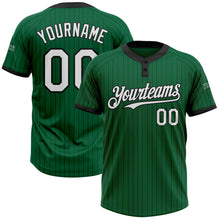 Загрузить изображение в средство просмотра галереи, Custom Kelly Green Black Pinstripe White Two-Button Unisex Softball Jersey