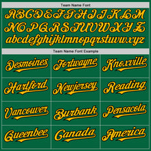 Загрузить изображение в средство просмотра галереи, Custom Kelly Green Black Pinstripe Gold Two-Button Unisex Softball Jersey