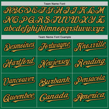 Загрузить изображение в средство просмотра галереи, Custom Kelly Green Black Pinstripe Old Gold Two-Button Unisex Softball Jersey