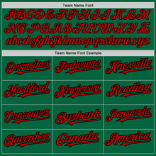 Загрузить изображение в средство просмотра галереи, Custom Kelly Green Black Pinstripe Red Two-Button Unisex Softball Jersey