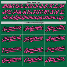 Загрузить изображение в средство просмотра галереи, Custom Kelly Green Black Pinstripe Pink Two-Button Unisex Softball Jersey