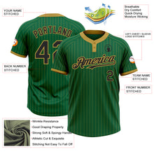 Загрузить изображение в средство просмотра галереи, Custom Kelly Green Old Gold Pinstripe Black Two-Button Unisex Softball Jersey