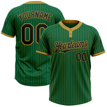 Загрузить изображение в средство просмотра галереи, Custom Kelly Green Old Gold Pinstripe Black Two-Button Unisex Softball Jersey