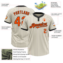 Загрузить изображение в средство просмотра галереи, Custom Cream Black Pinstripe Orange Two-Button Unisex Softball Jersey