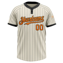 Загрузить изображение в средство просмотра галереи, Custom Cream Black Pinstripe Bay Orange Two-Button Unisex Softball Jersey