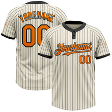 Загрузить изображение в средство просмотра галереи, Custom Cream Black Pinstripe Bay Orange Two-Button Unisex Softball Jersey