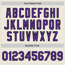 Загрузить изображение в средство просмотра галереи, Custom Cream Black Pinstripe Purple Two-Button Unisex Softball Jersey